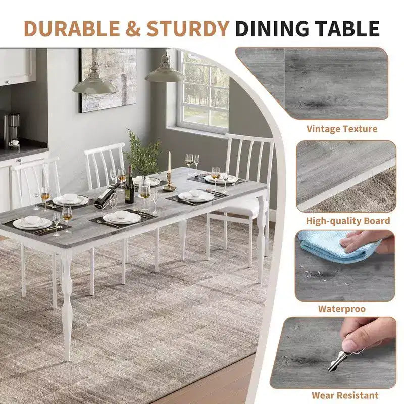 Tavolo da Pranzo Rettangolare per 6 Persone – Tavolo da Cucina Grande con Piano da 190 cm