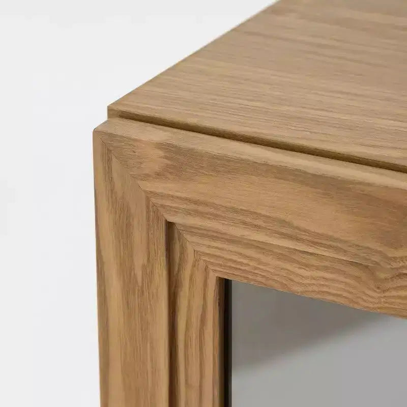 Credenza a Buffet con 4 Ante in Vetro e Ripiani Regolabili