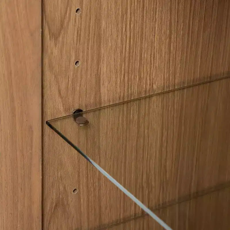 Credenza a Buffet con 4 Ante in Vetro e Ripiani Regolabili