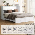 Letto a scomparsa matrimoniale moderno con porte USB, 2 cassetti e materasso da 12 cm