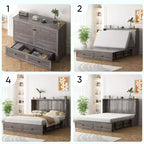 Letto a scomparsa matrimoniale moderno con porte USB, 2 cassetti e materasso da 12 cm