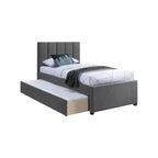 Letto estraibile doppio in tessuto effetto lino