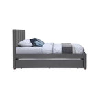 Letto estraibile doppio in tessuto effetto lino