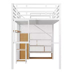 Letto a soppalco full size con scrivania, armadio e scala contenitore