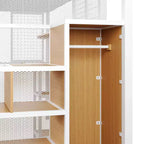 Letto a soppalco full size con scrivania, armadio e scala contenitore