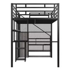 Letto a soppalco full size con scrivania, armadio e scala contenitore