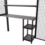 Letto a soppalco full size con scrivania, armadio e scala contenitore