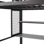 Letto a soppalco full size con scrivania, armadio e scala contenitore
