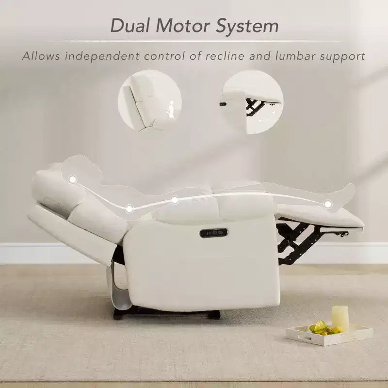 Poltrona Reclinabile Motorizzata per Asilo Nido con Funzione Power Lay Flat, Altoparlanti Bluetooth e Supporto Lombare