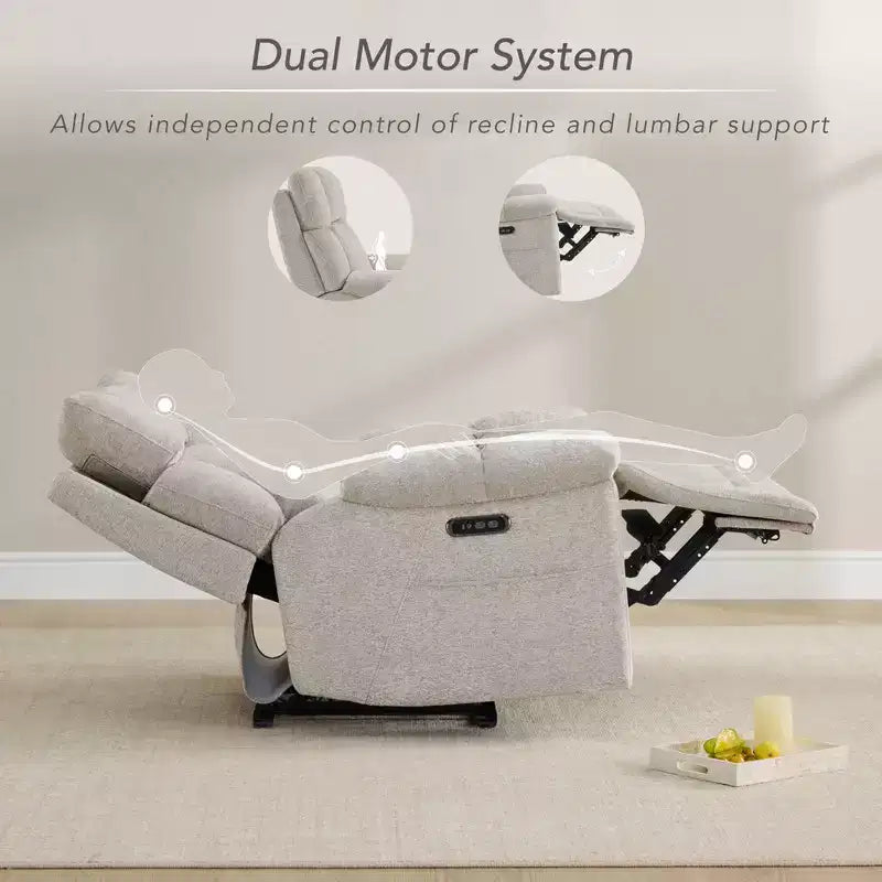Poltrona Reclinabile Motorizzata per Asilo Nido con Funzione Power Lay Flat, Altoparlanti Bluetooth e Supporto Lombare