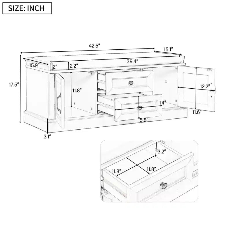 Mobiletto contenitore con 2 cassetti e 2 ante – Mobiletto decorativo per soggiorno, corridoio e ingresso