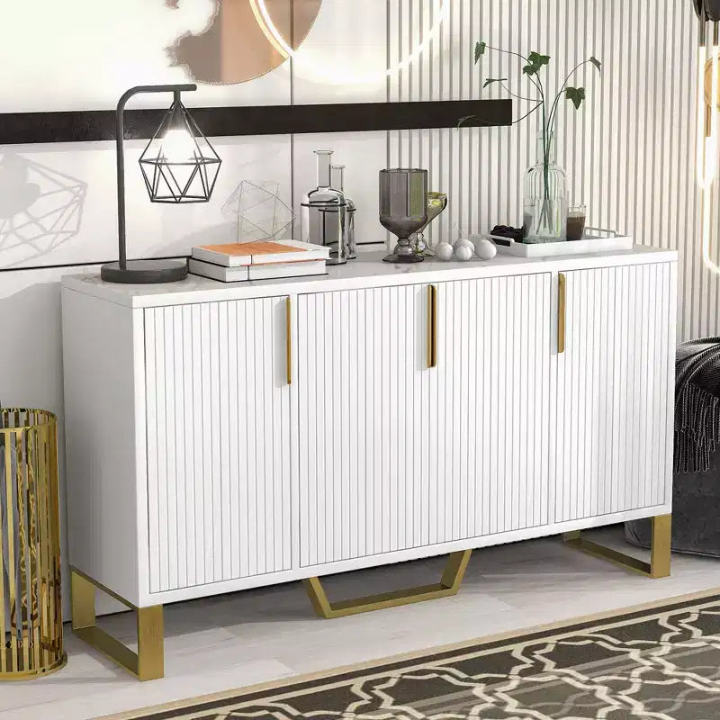 Madia moderna con 3 ante e 4 ripiani - Mobile contenitore per soggiorno, sala da pranzo, cucina