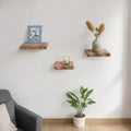 Floating Wall Shelves - Solid Mango Wood Rustic Wall Mounted Storage Shelves for Home & Office Decor - Casual Style Display for Bedroom, Living Room