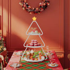 Carrello portaoggetti con ruote per albero di Natale - Scaffale in metallo a 3 ripiani per snack, cupcake e dessert