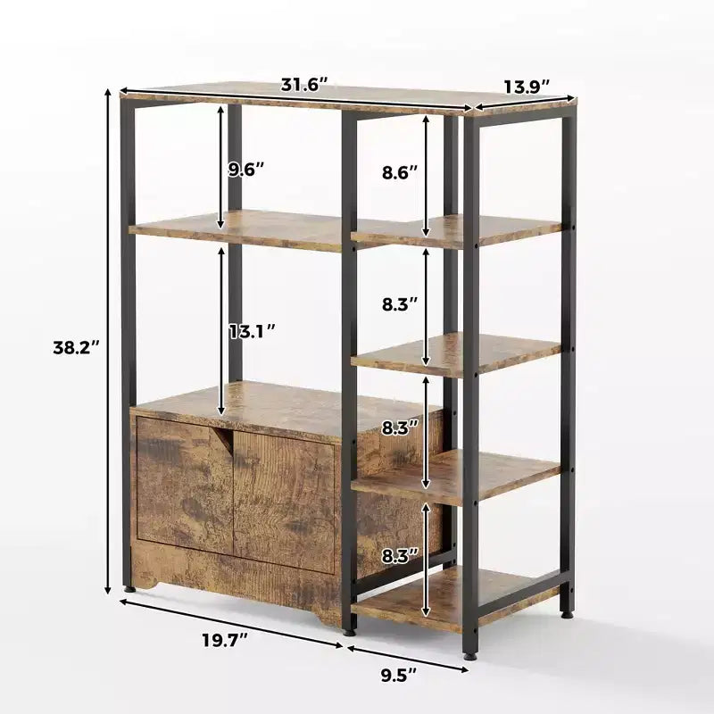 Scaffale a 5 ripiani con armadietto richiudibile