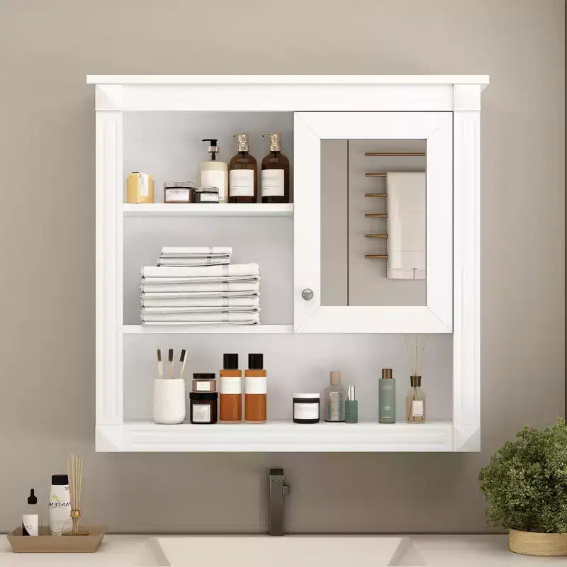 AMMER 32'' Bathroom Wall Cabinet with Mirror, Wall Mounted Medicine Cabinet with 4 Shelves, Mirrored Door Over Toilet Storage Cabinet