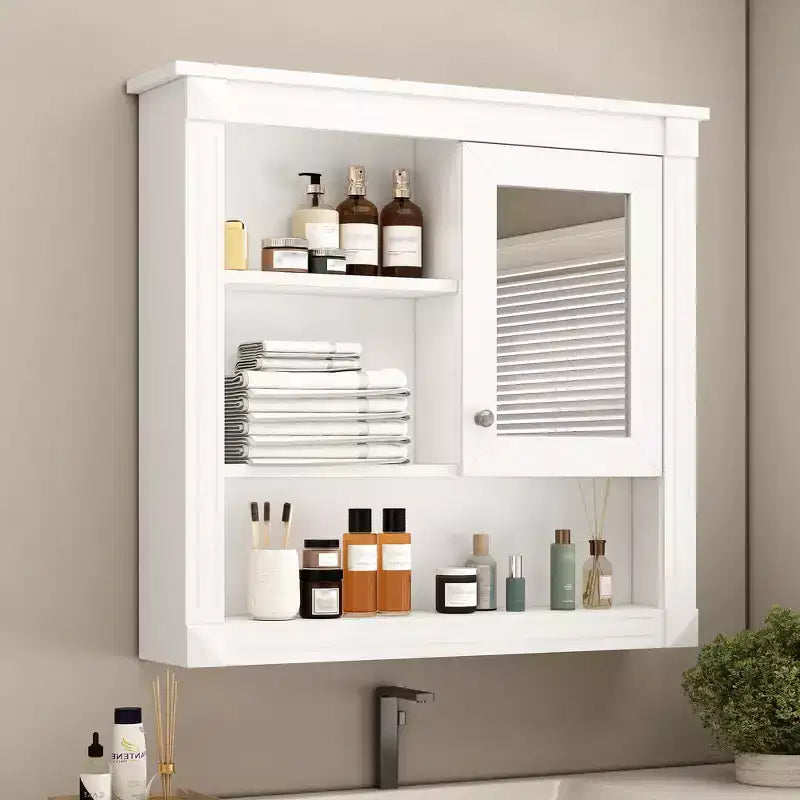 Mobiletto a specchio da bagno montato a parete con 4 ripiani, pensile sopra il WC