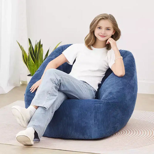 Poltrona a sacco in memory foam da 90 cm con braccioli, tasca portaoggetti e rivestimento in velluto
