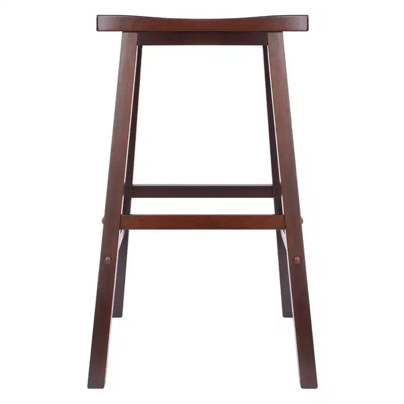 Sgabello da bar con sedile a sella da 29" - Finitura noce anticato, senza schienale, struttura in legno