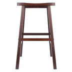 Sgabello da bar con sedile a sella da 29" - Finitura noce anticato, senza schienale, struttura in legno