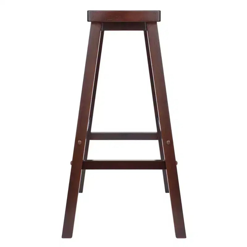 Sgabello da bar con sedile a sella da 29" - Finitura noce anticato, senza schienale, struttura in legno