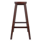 Sgabello da bar con sedile a sella da 29" - Finitura noce anticato, senza schienale, struttura in legno