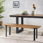 Pisgah Handcrafted Modern Industrial Mango Wood Dining Bench Country Brown/Black - Christopher Knight Home: Iron Frame, Seating for 2