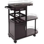 Winsome Jimmy Entertainment Cart Dark Espresso: Modern Rolling Storage, 3 Shelves, 1 Drawer, Wood Composite