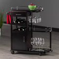 Carrello da Cucina su Ruote con 3 Ripiani, 1 Cassetto e Portabottiglie – Espresso Scuro