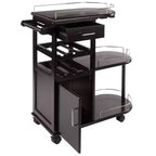 Carrello da Cucina su Ruote con 3 Ripiani, 1 Cassetto e Portabottiglie – Espresso Scuro