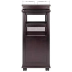 Carrello da Cucina su Ruote con 3 Ripiani, 1 Cassetto e Portabottiglie – Espresso Scuro