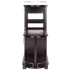 Carrello da Cucina su Ruote con 3 Ripiani, 1 Cassetto e Portabottiglie – Espresso Scuro