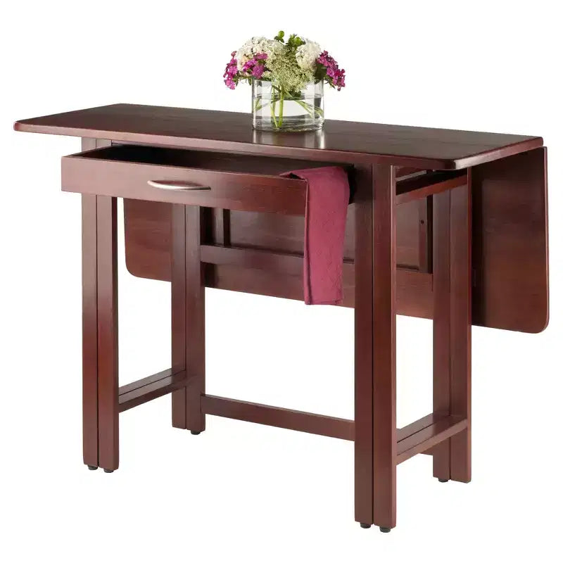 Tavolo da Pranzo Rettangolare con Ante a Caduta – Legno Marrone, 4 Posti