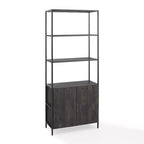 80.5" Jacobsen Large Etagere Brown Ash - Crosley: Industrial Style, 5-Shelf Storage, Steel Frame