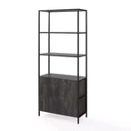 Libreria Industriale a 5 Ripiani con Ante a Armadietto da 204,5 cm – Struttura in Acciaio e Rivestimento in Legno