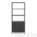 Libreria Industriale a 5 Ripiani con Ante a Armadietto da 204,5 cm – Struttura in Acciaio e Rivestimento in Legno