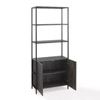 Libreria Industriale a 5 Ripiani con Ante a Armadietto da 204,5 cm – Struttura in Acciaio e Rivestimento in Legno