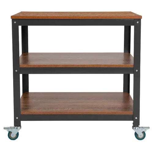 Carrello Contenitore con Ruote in Metallo, Largo 76 cm – Finitura Rovere Marrone