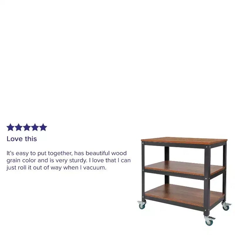 Carrello Contenitore con Ruote in Metallo, Largo 76 cm – Finitura Rovere Marrone