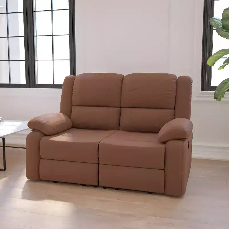 Divanetto con Schienale a Cuscini con Due Recliner Incorporati – Imbottito, 2 Posti
