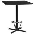 Tavolo da bar laminato quadrato da 36" con base ad anello poggiapiedi