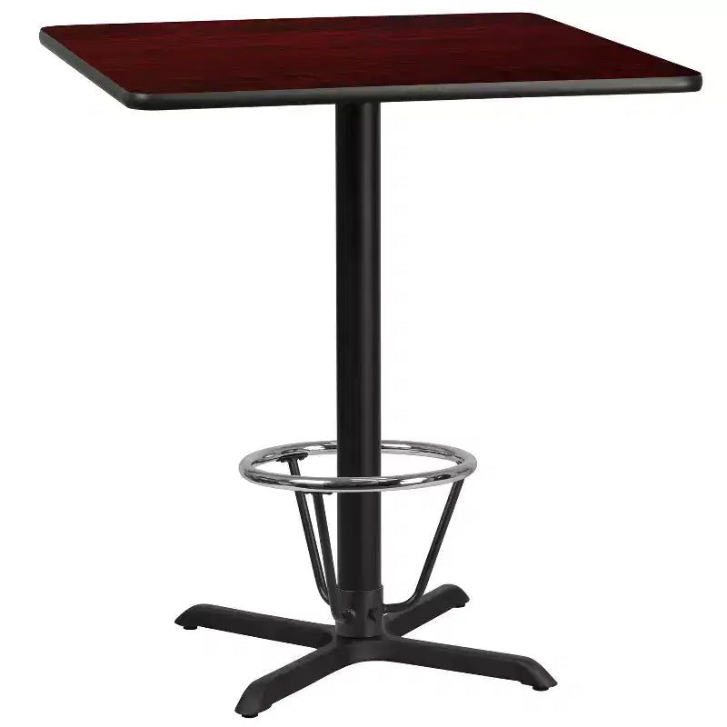 Tavolo da bar laminato quadrato da 36" con base ad anello poggiapiedi