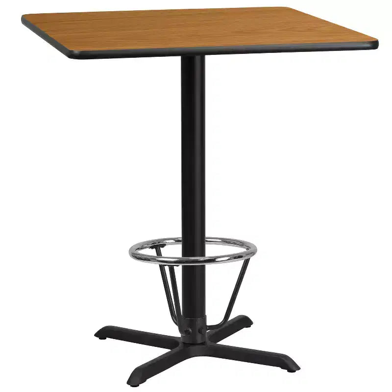 Tavolo da bar laminato quadrato da 36" con base ad anello poggiapiedi