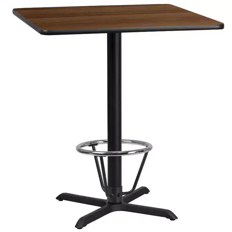 Emma and Oliver 36 Square Laminate Bar Table with 30x30 Foot Ring Base