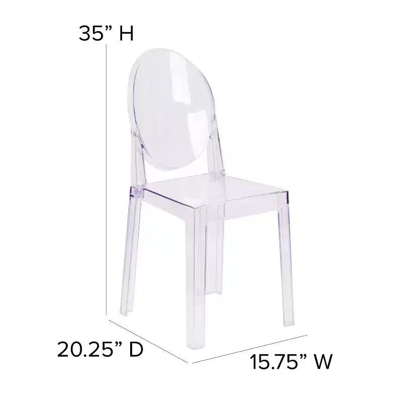 Sedia Ghost in Cristallo Trasparente con Schienale Ovale