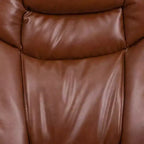 Poltrona reclinabile multiposizione e pouf curvo con base girevole in legno