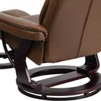 Poltrona reclinabile multiposizione e pouf curvo con base girevole in legno