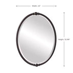 Specchio da Parete Ovale con Cornice in Bronzo Oliato