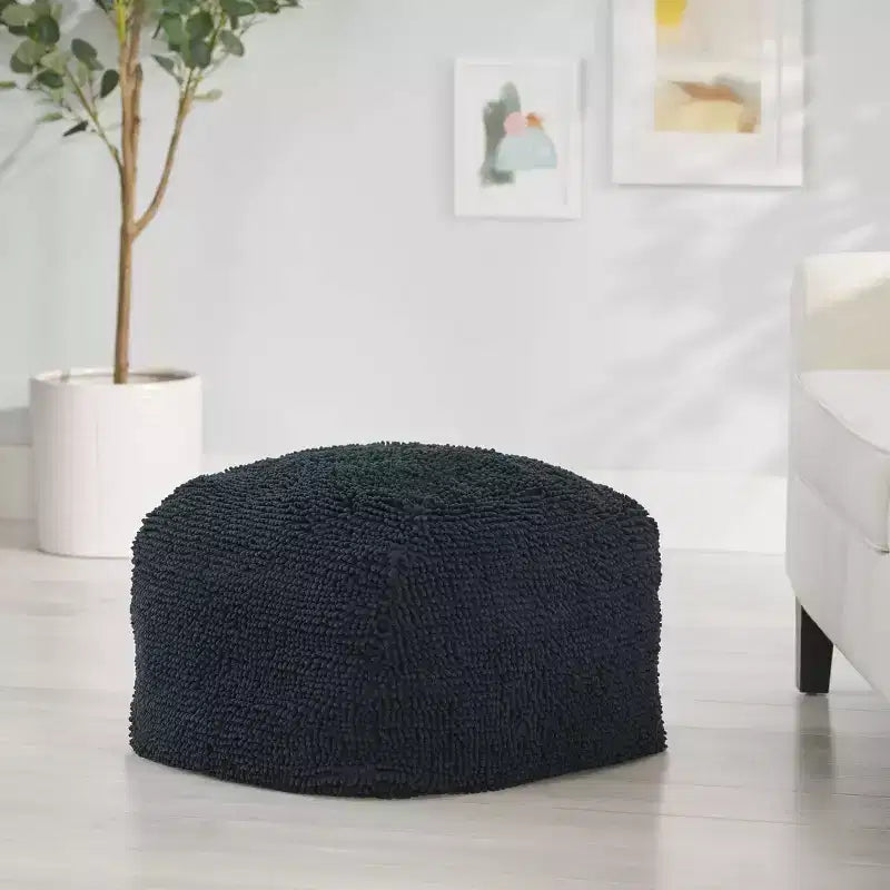 Pouf Ottomano Rotondo Moderno in ciniglia a microfibra