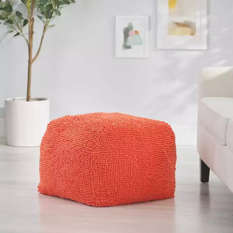 Pouf Ottomano Rotondo Moderno in ciniglia a microfibra